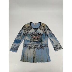 VTG‎ Y2K Skinny Minnie Goth Boho Retro Indie Emo Grunge Long Sleeve W's M